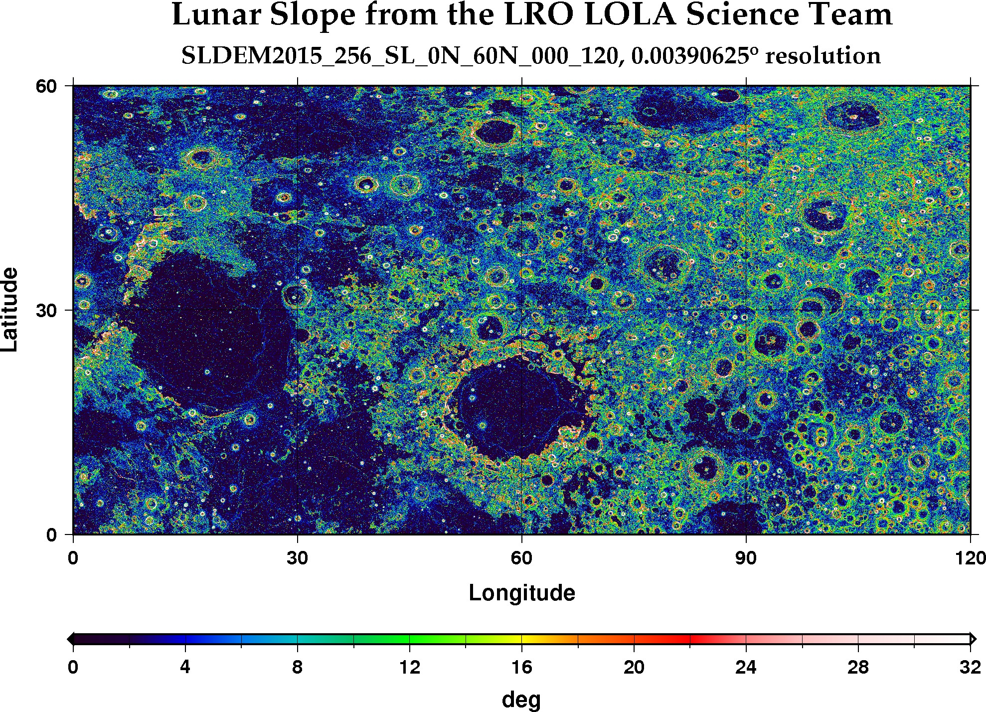 image of lunar topography for SLDEM2015_256_SL_00N_60N_000_120