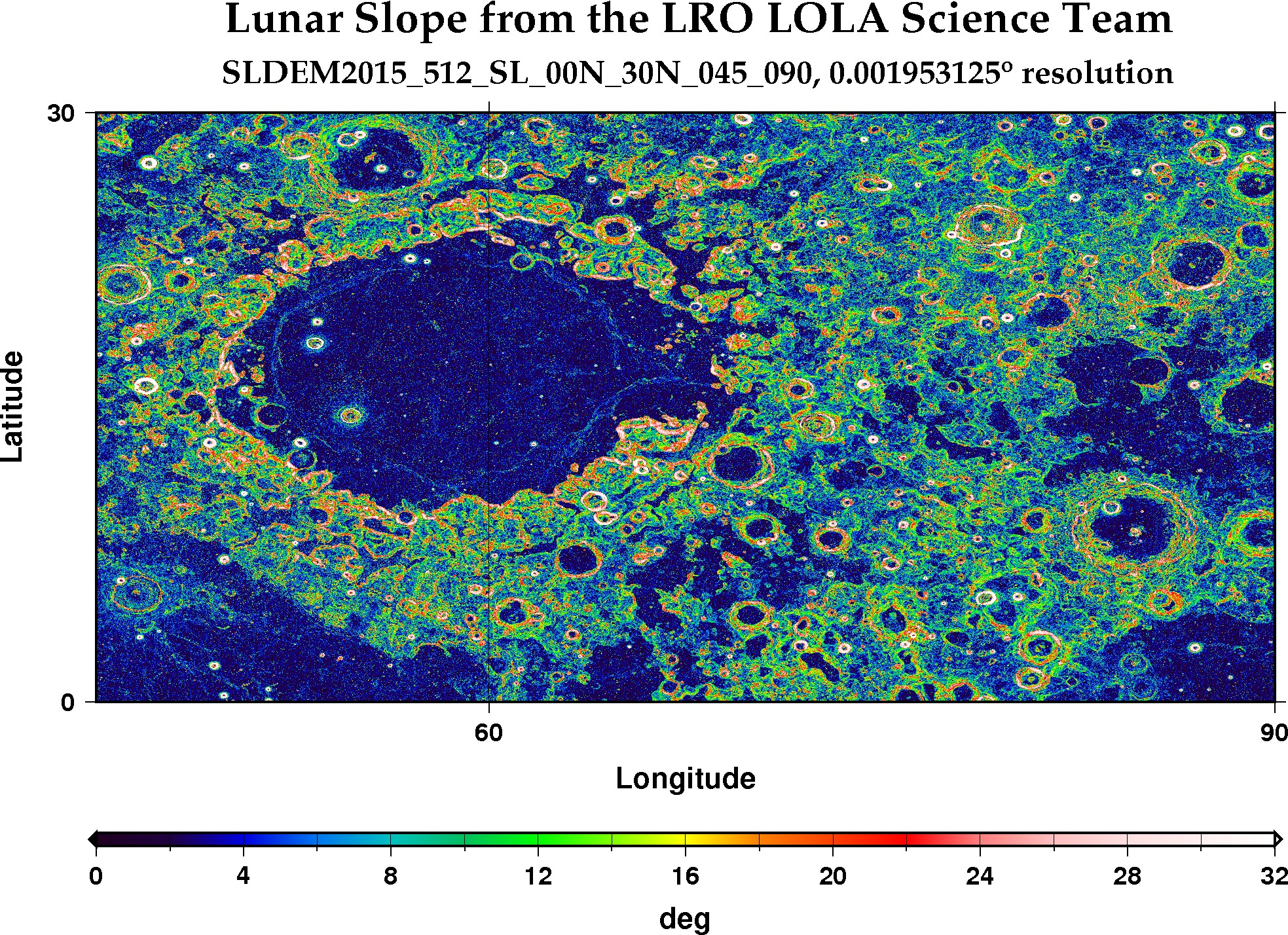 image of lunar topography for SLDEM2015_512_SL_00N_30N_045_090