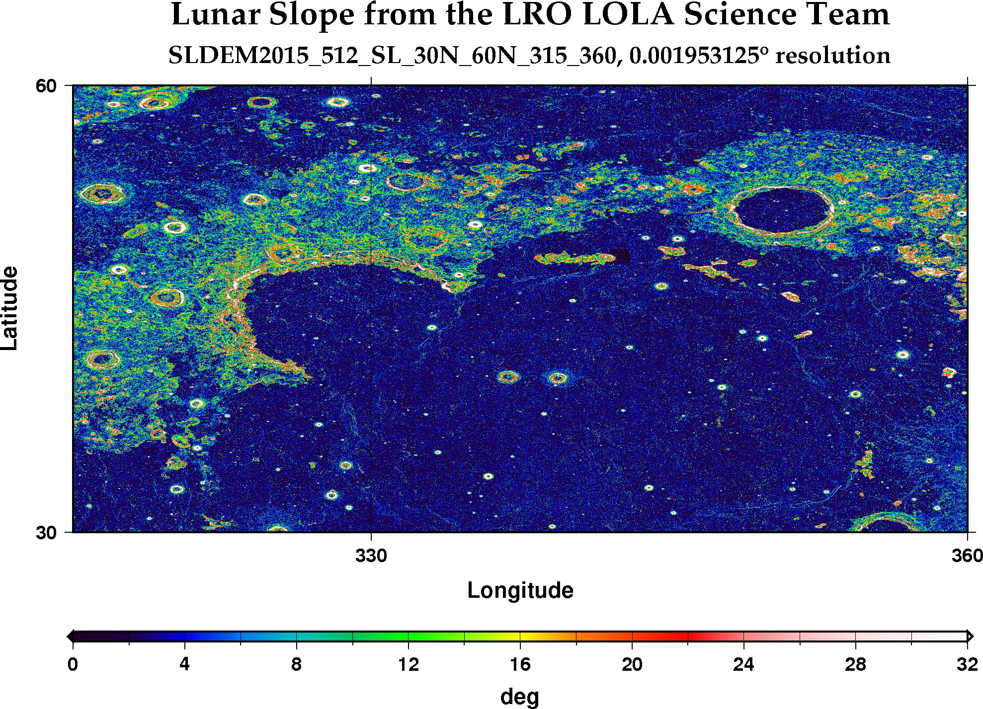 image of lunar topography for SLDEM2015_512_SL_30N_60N_315_360