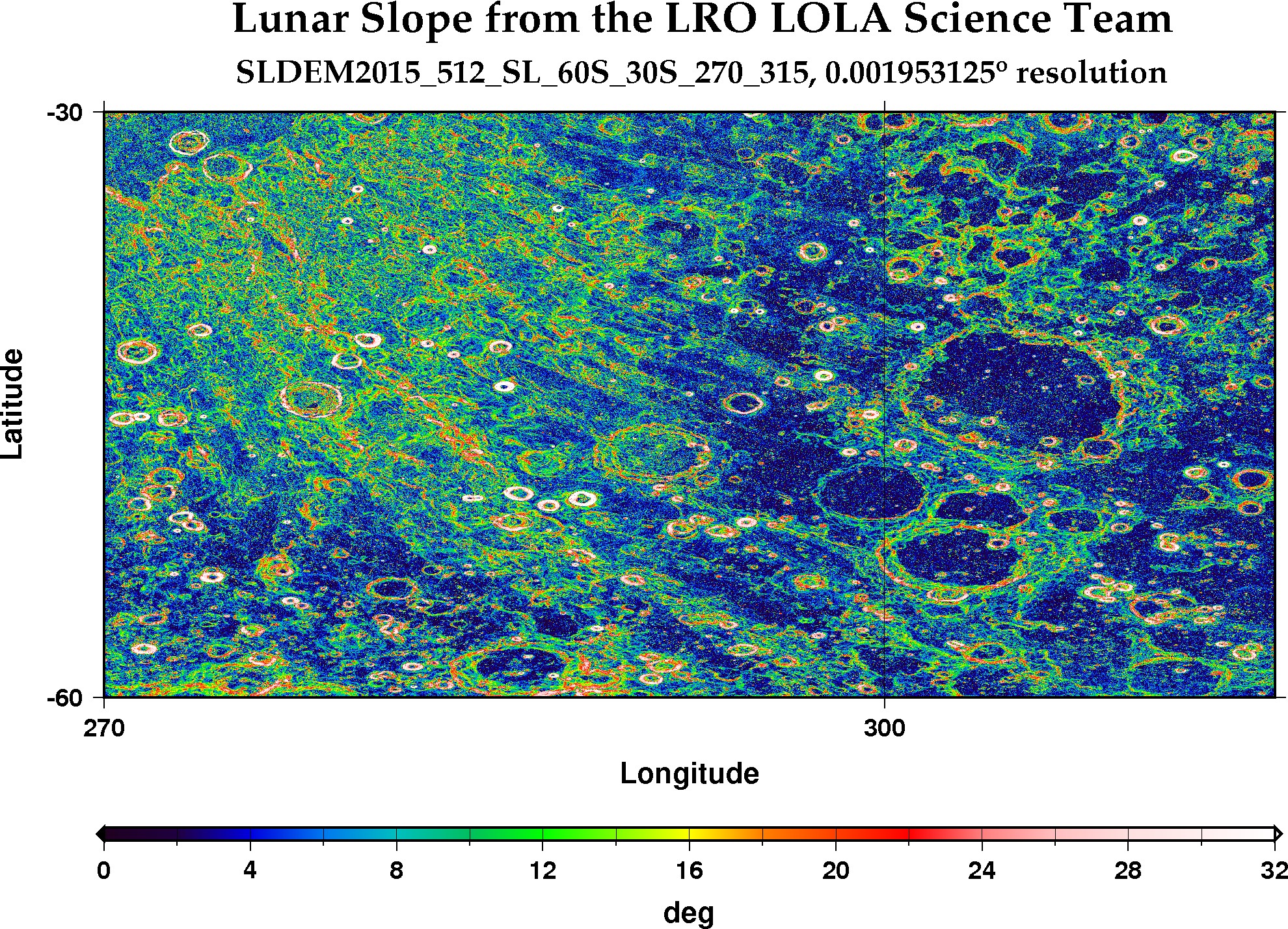 image of lunar topography for SLDEM2015_512_SL_60S_30S_270_315